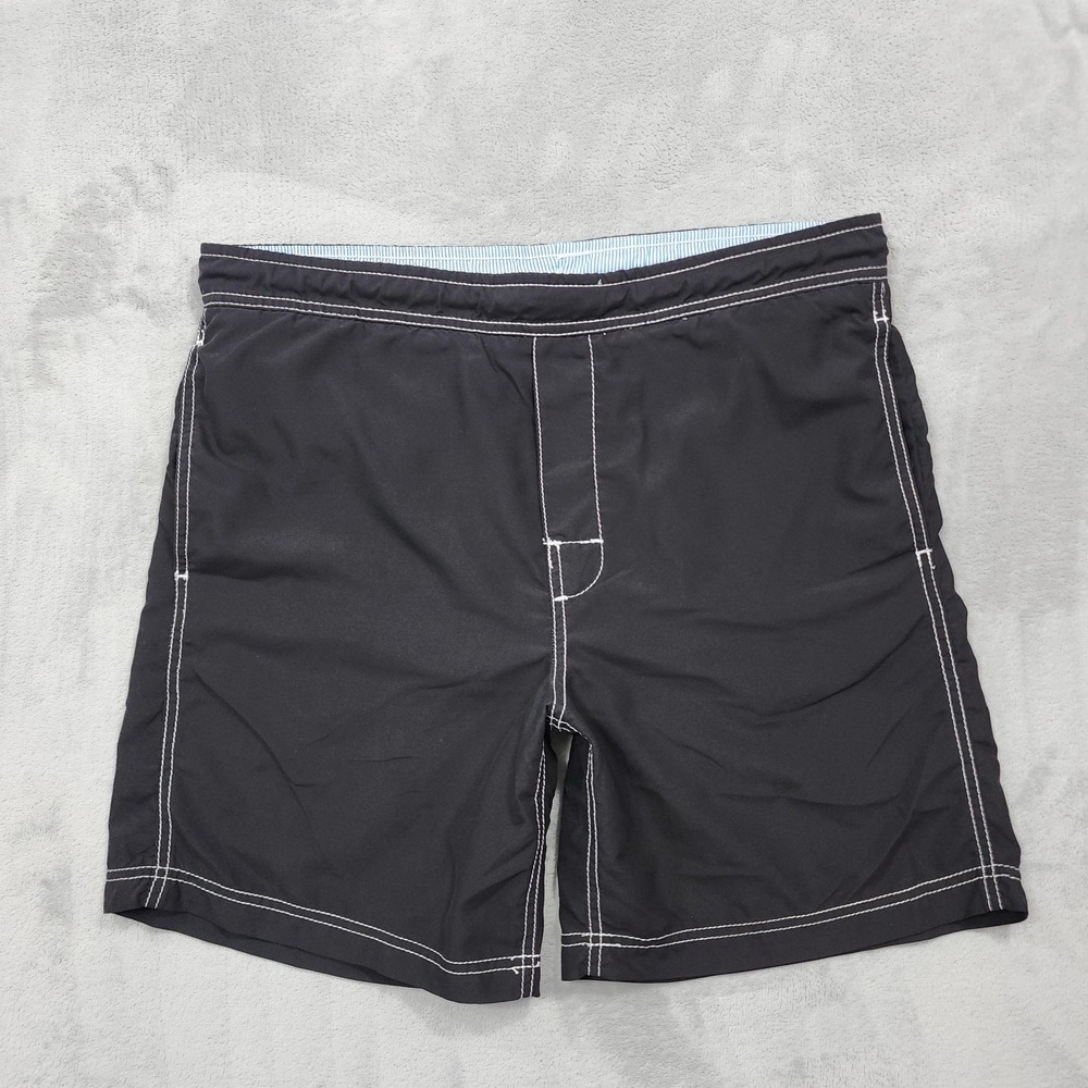 Trader Bay Swim Trunks Mens S Black Solid Lined Elastic Waist Back Pocket Beach